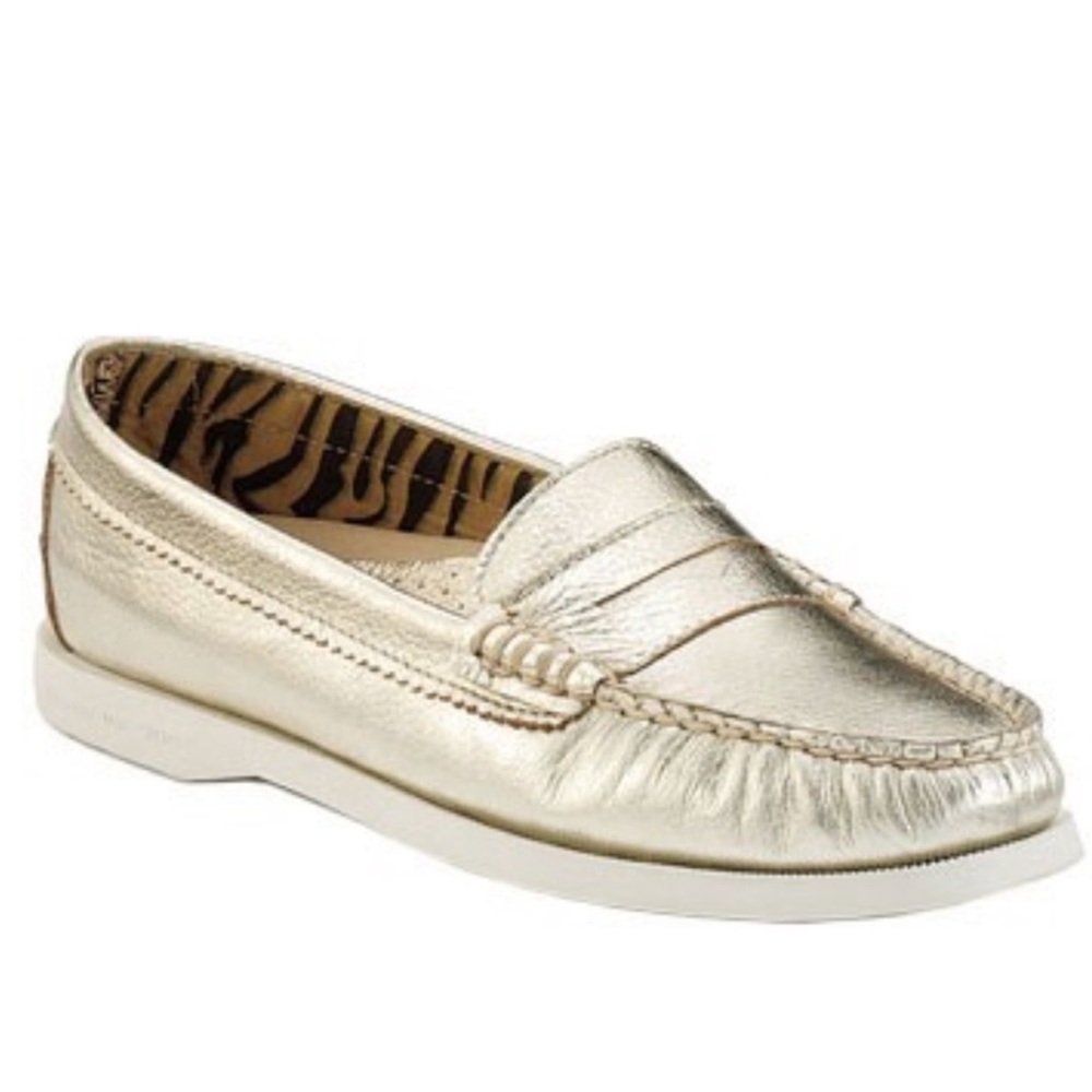 Women’s Sperry Hayden Boat Shoe Loafer Platinum Metallic Gold